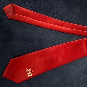 Elegant Red Silk Tie with Embroidered Design